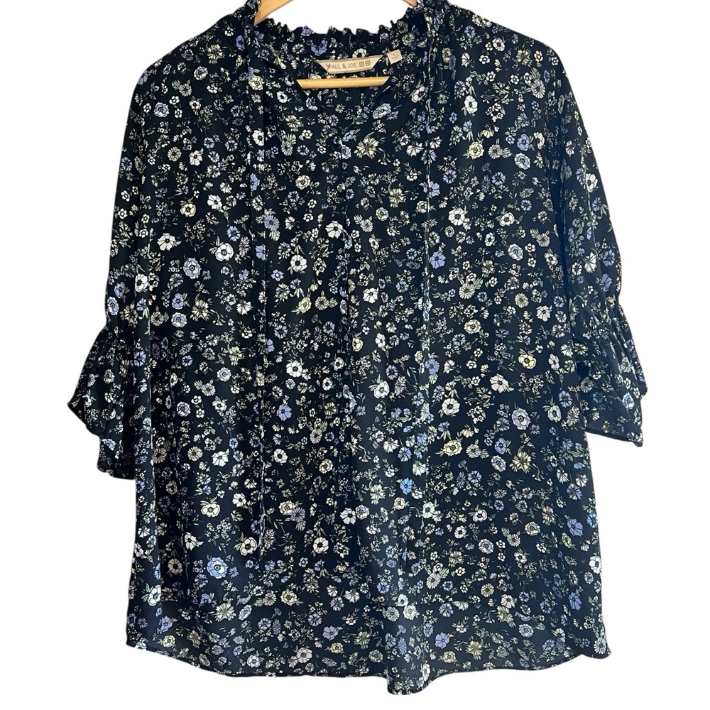 Uniqlo x Paul & Joe floral short sleeve loose fit blouse L excellent condition - Picture 3 of 14